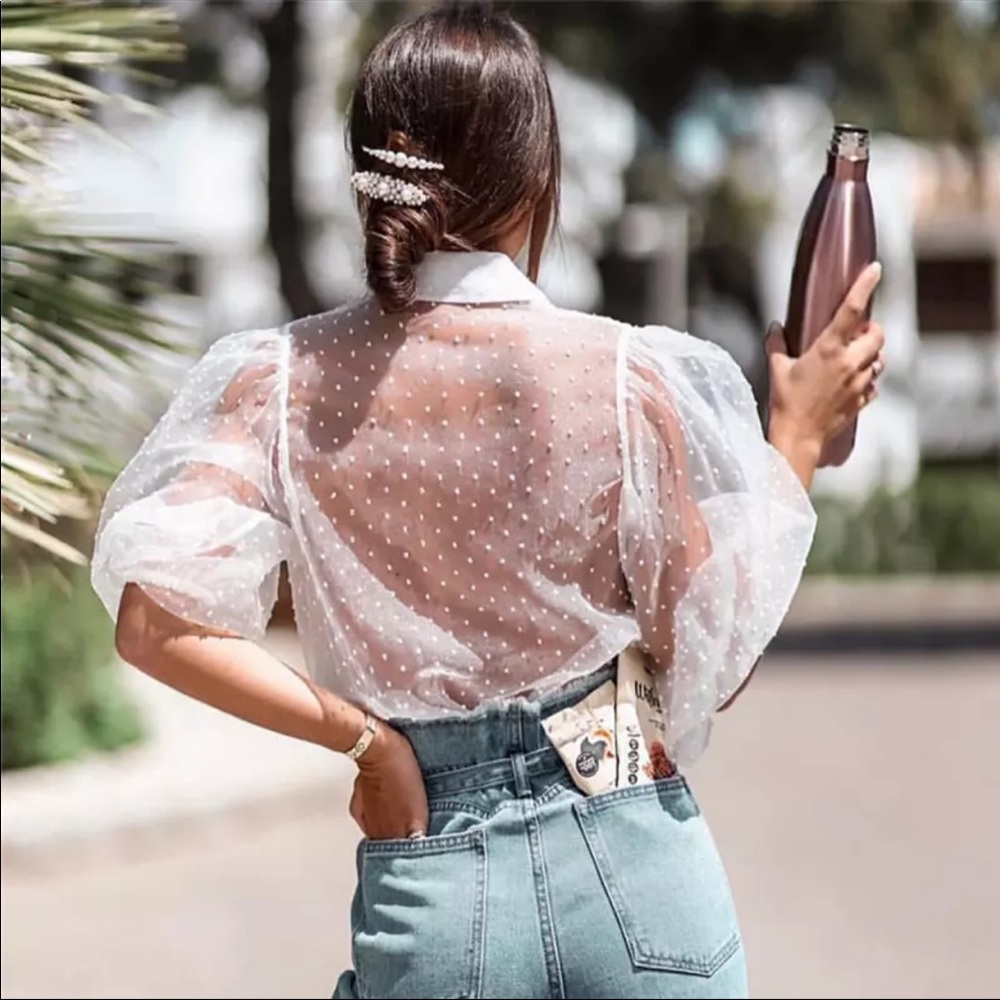 Zara organza sleeves top, bloggers favorite - Picture 6 of 16